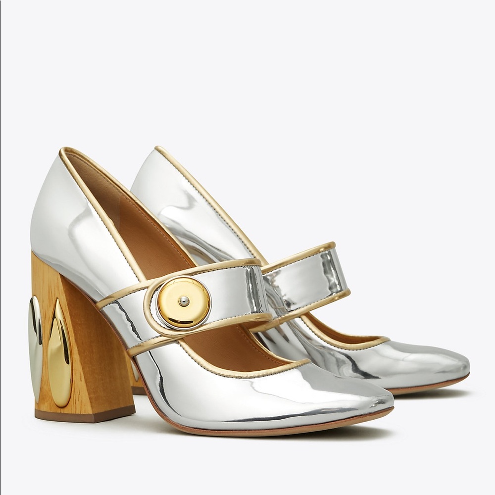 Tory Burch Silver and Gold Heels